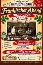Fränkischer Abend am 30. Oktober 2026